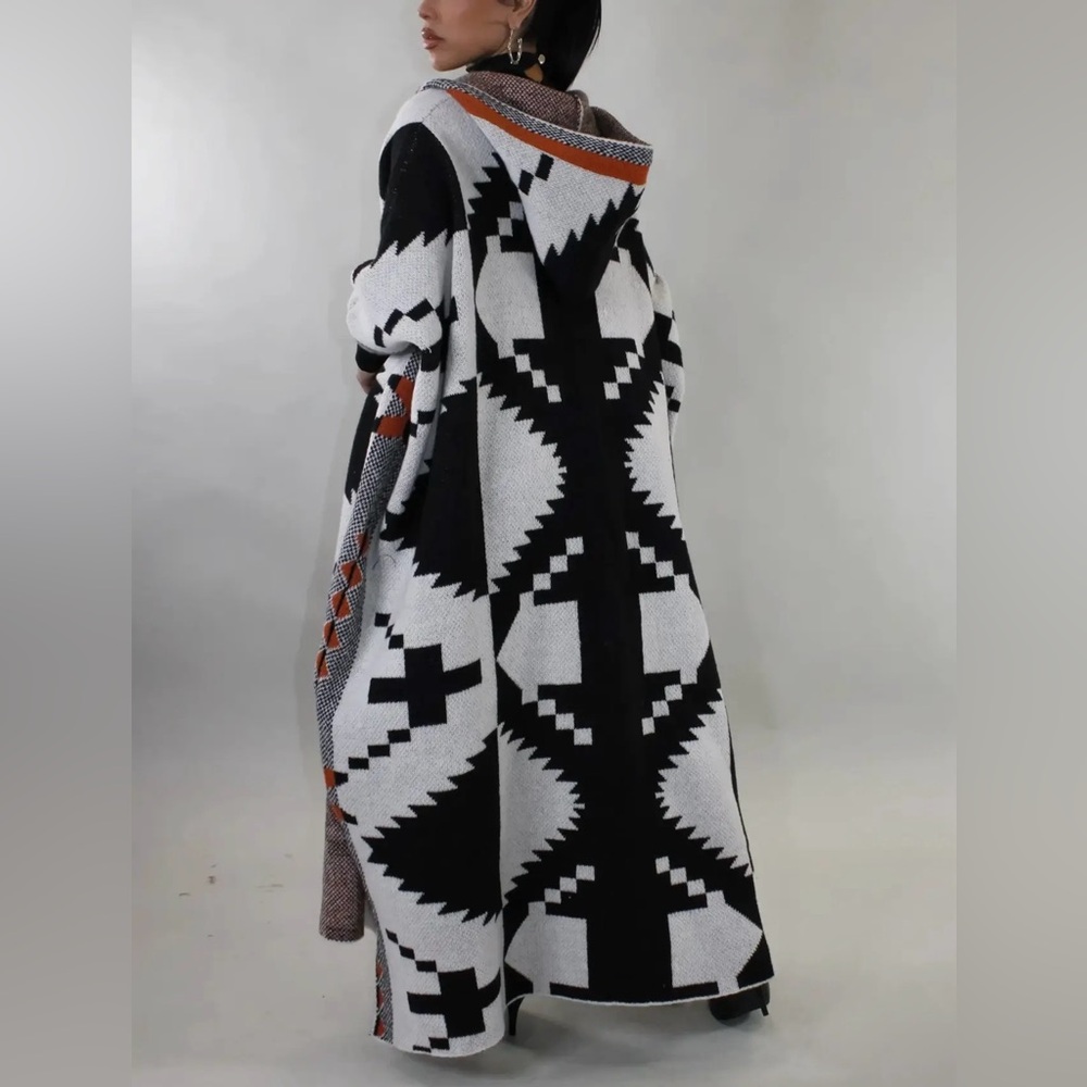 Oversized Aztec Baddie Sweater Hoodie Cardigan